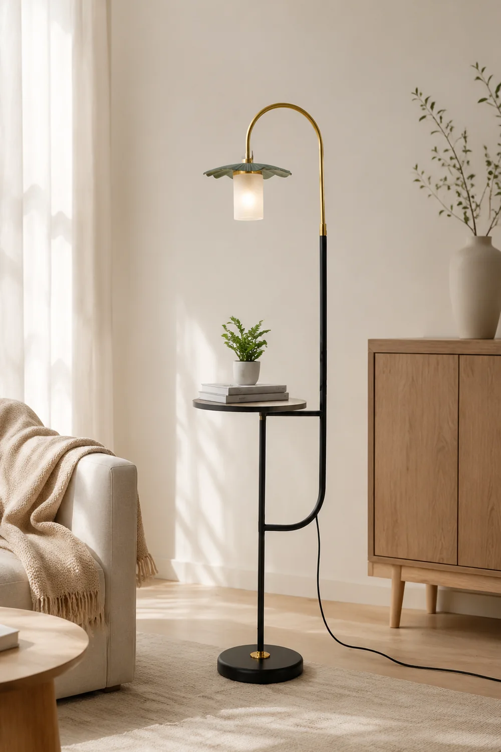 Carins Lotusblatt Stehlampe, Metall & Acryl, 3 Farben, 160CM Lang/165CM Lang - Lumpaz