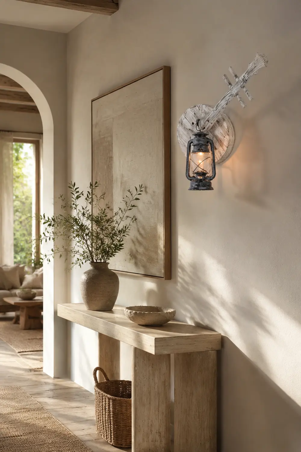 Austin Laute Laterne Wandleuchte, Metall & Holz - Lumpaz