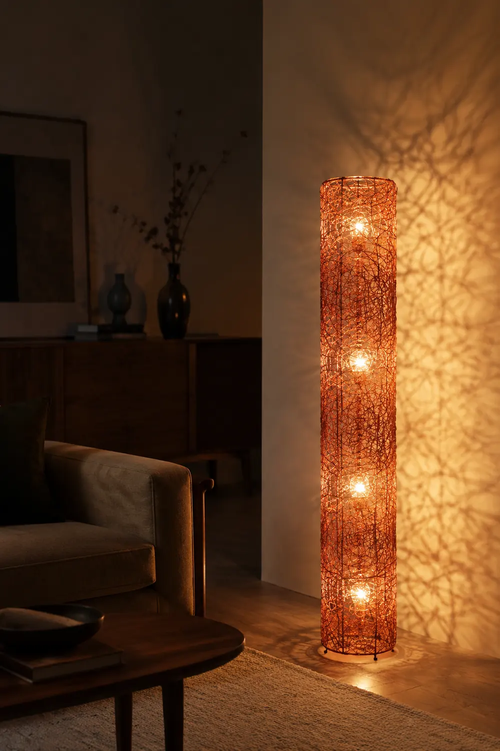 Ritta Blüten Verzweigung Stehleuchte, Rattan, 3 Stile - Lumpaz
