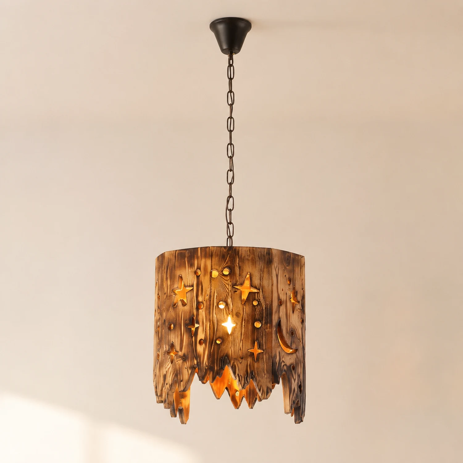 Austin Stern-Pendelleuchte, Metall & Holz - Lumpaz