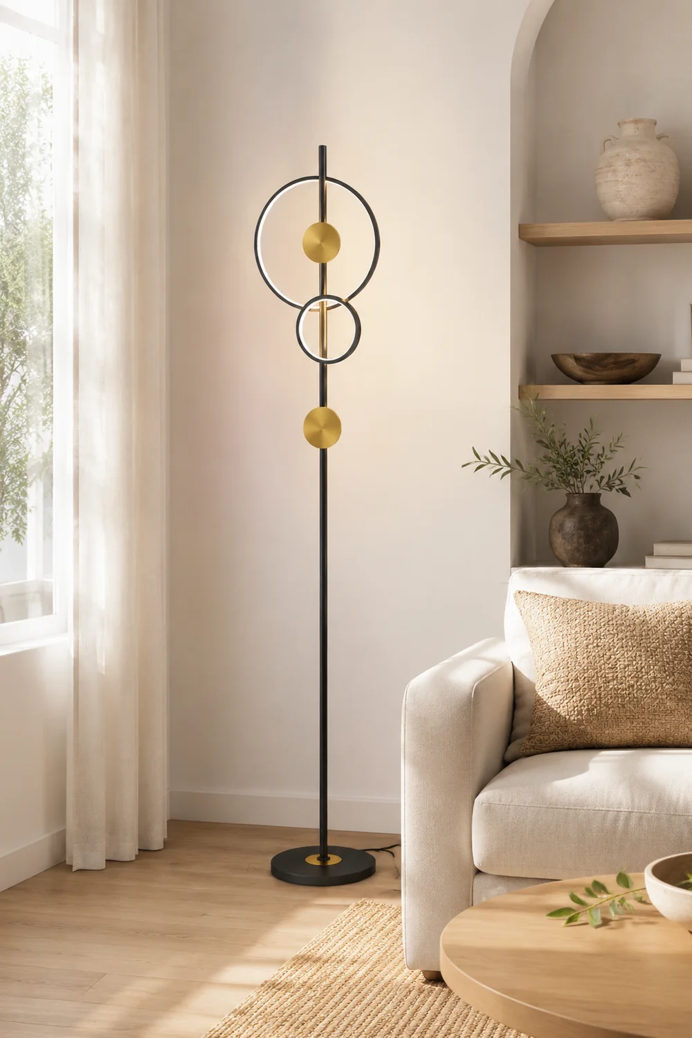 Arisha Ring Stehlampe, 2-flammig, 170CM Lang - Lumpaz