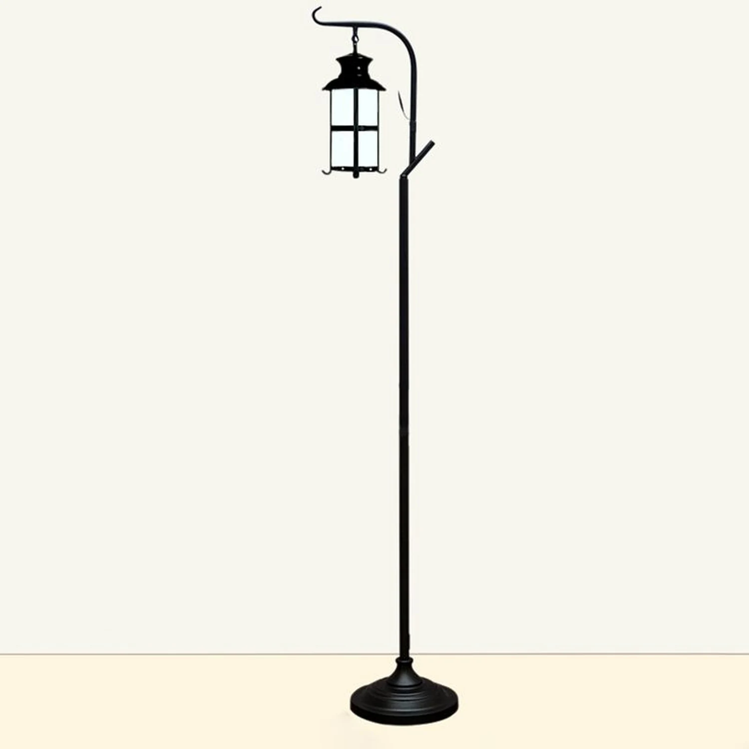 Alessio Laternen Schirm Schwarz Stehlampe mit einem kleinen Tisch, Metall, 4 Farben, 174CM Lang - Lumpaz