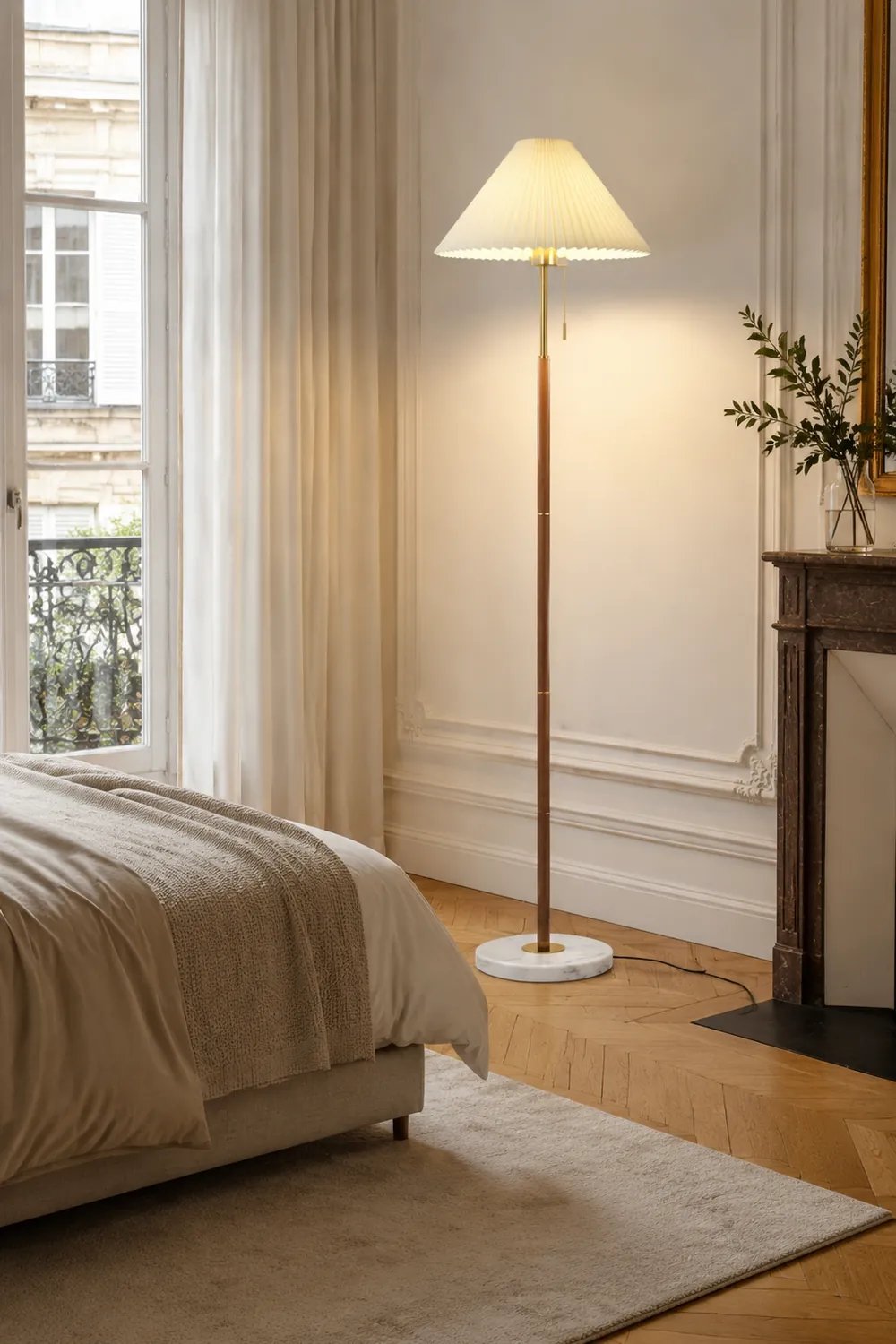 Ozawa Stehlampe Floor Lamp Plissiert, Metall&Stoff, 170CM Lang - Lumpaz