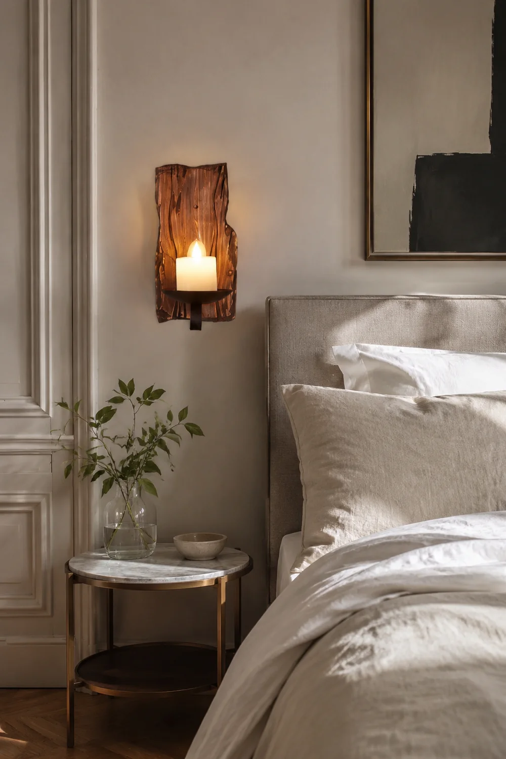 Austin Rechteckige Kerze Wandleuchte, Holz & Metall - Lumpaz