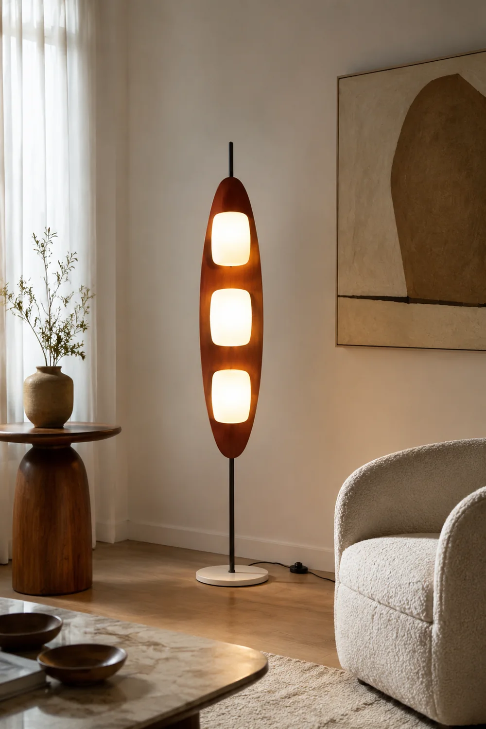 Salgado Blattform Stehlampe, Metall, 3-flammig, 160CM Lang - Lumpaz