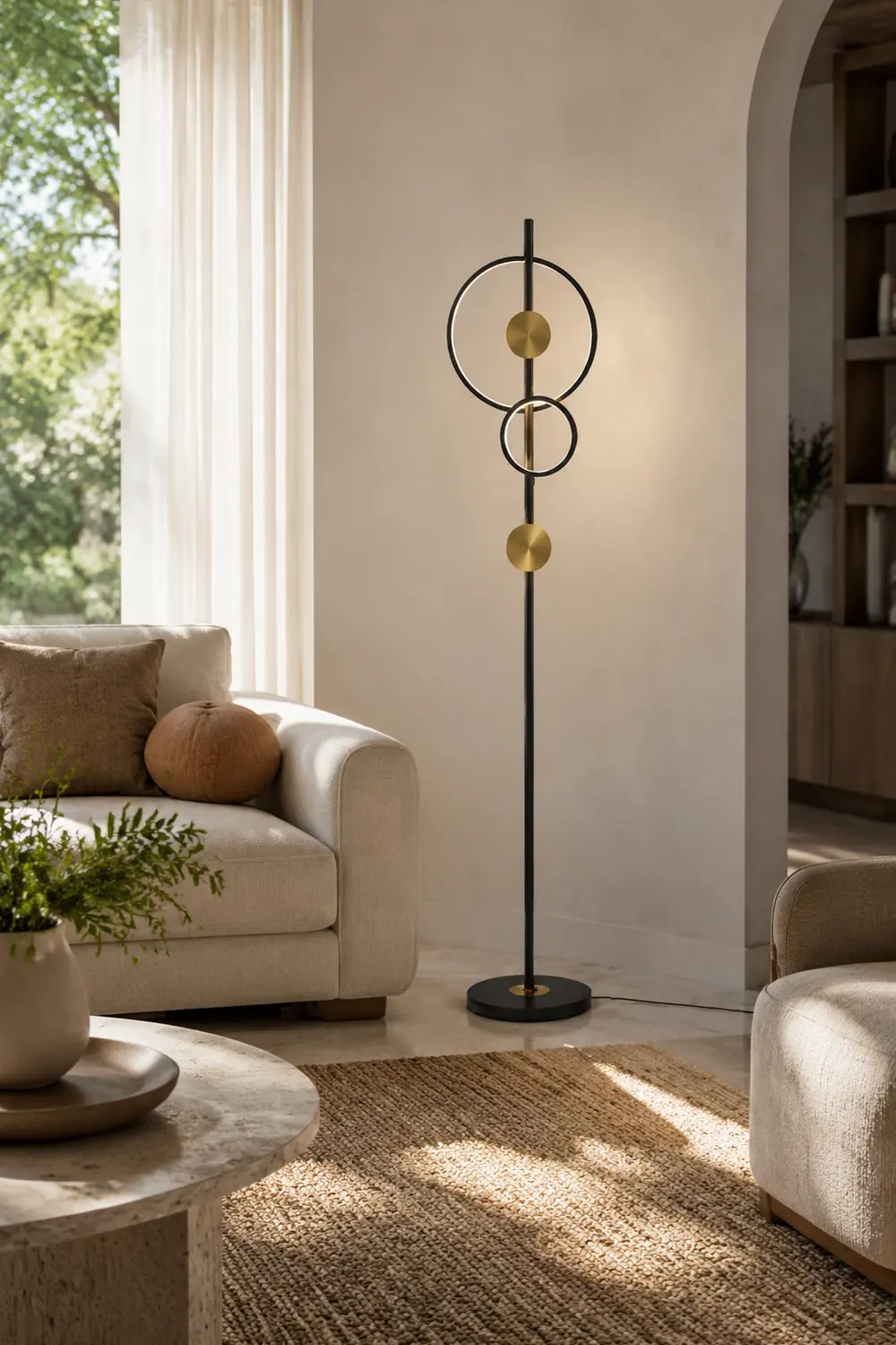 Arisha Ring Stehlampe, 2-flammig, 170CM Lang - Lumpaz