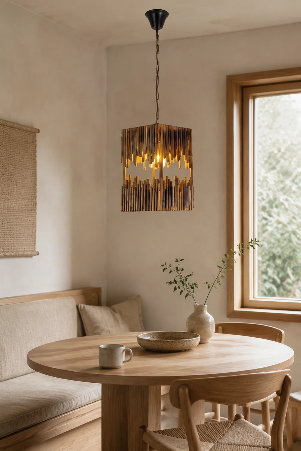 Austin Rechteckige Pendelleuchte, Metall & Holz - Lumpaz