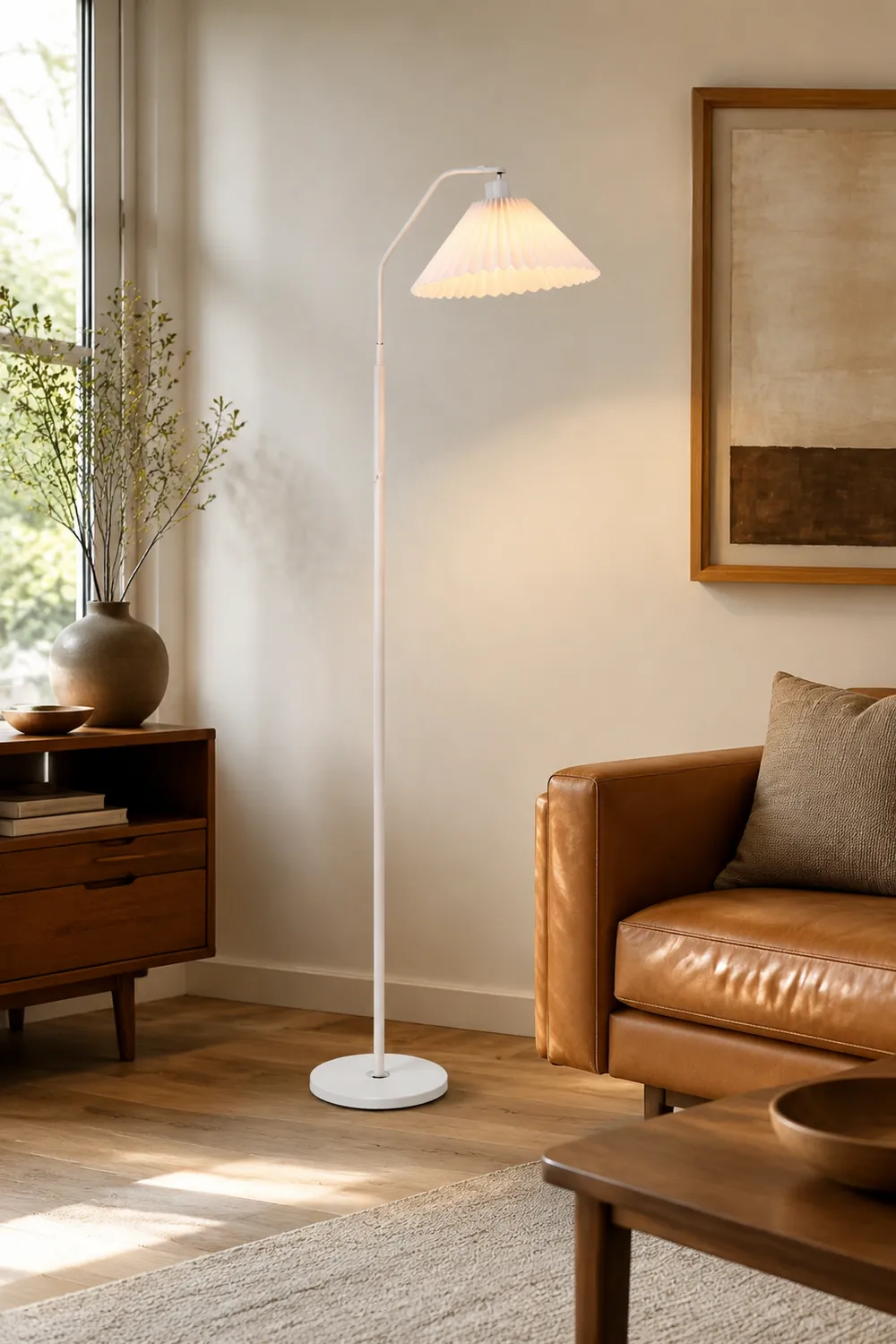 Ozawa Stehlampe Plissiert, Metall & Textil, 4 Farben, 150CM Lang - Lumpaz