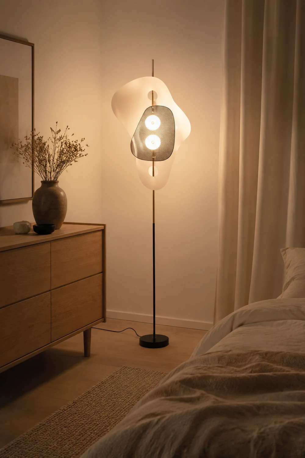 Salgado Unregelmäßige Form Stehlampe, Metall, 2-flammig, 180CM Lang - Lumpaz