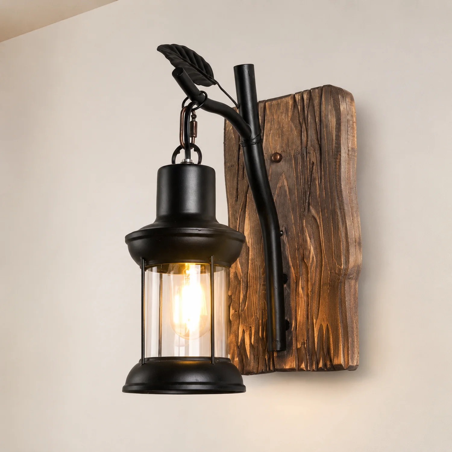 Austin Zweige Laterne Wandleuchte, Metall & Holz - Lumpaz