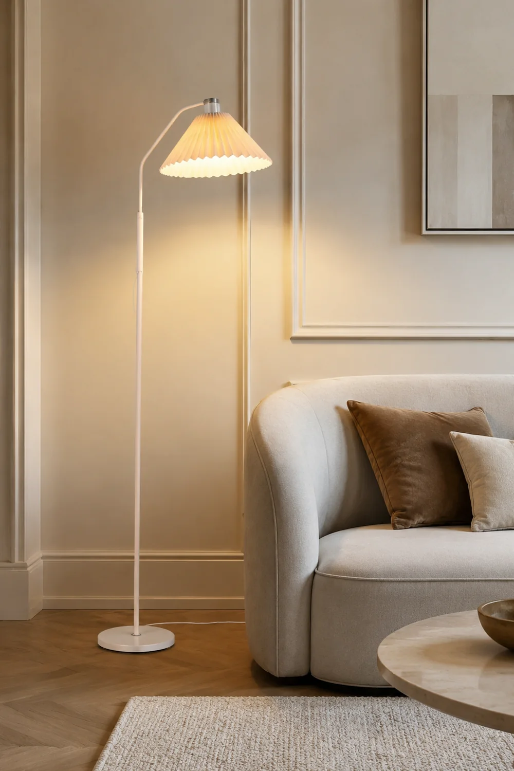 Ozawa Stehlampe Plissiert, Metall & Textil, 4 Farben, 150CM Lang - Lumpaz