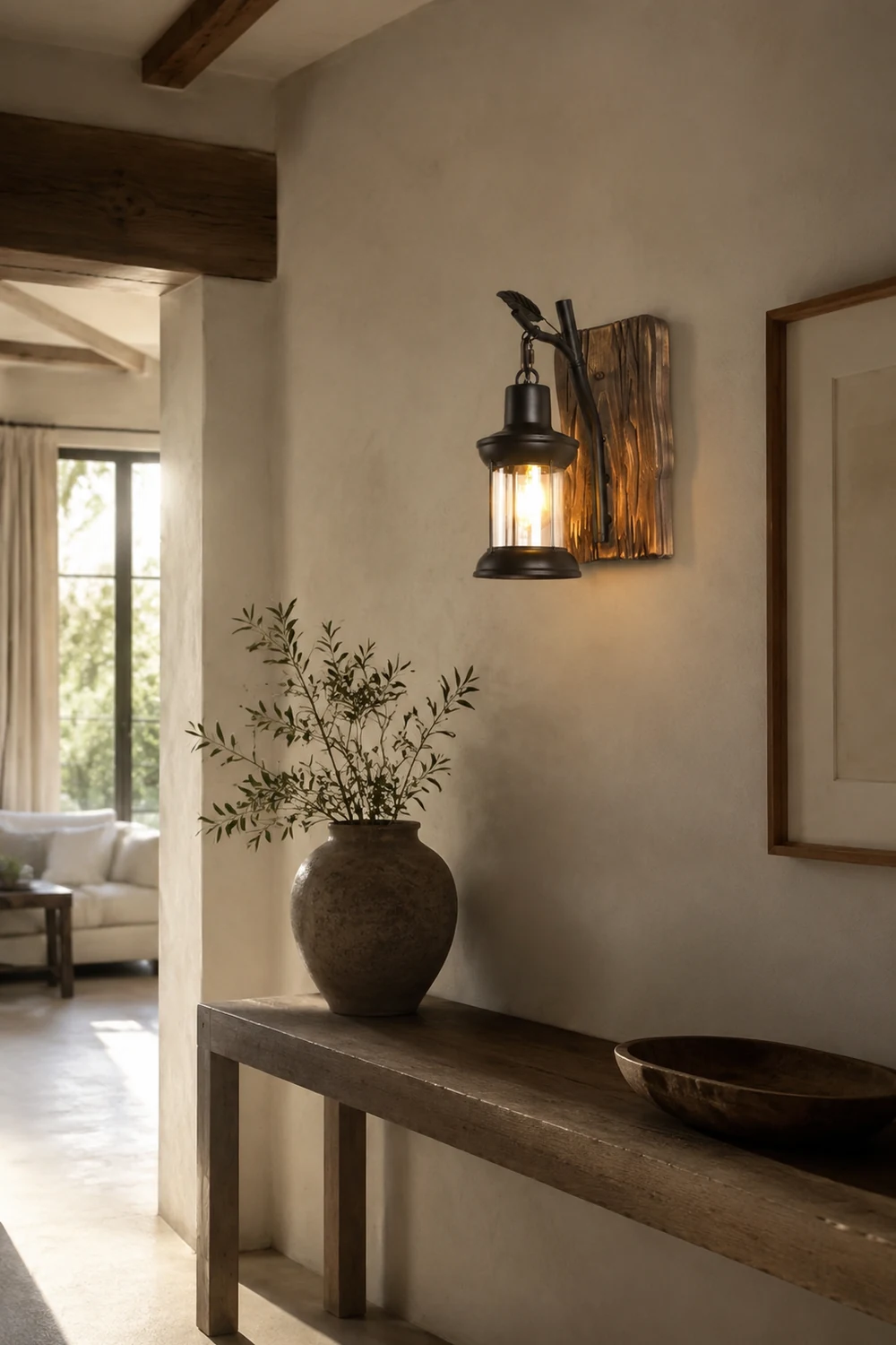 Austin Zweige Laterne Wandleuchte, Metall & Holz - Lumpaz