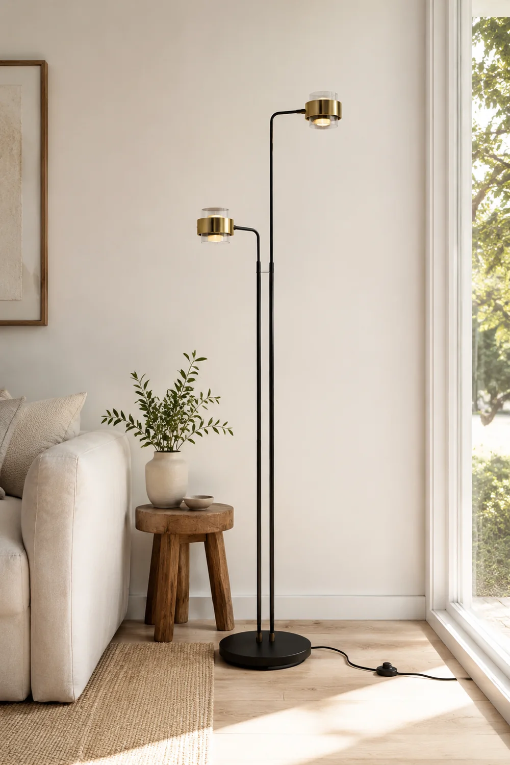 Salgado Schwarze Stehlampe, Metall, 2-flammig, 170CM Lang - Lumpaz