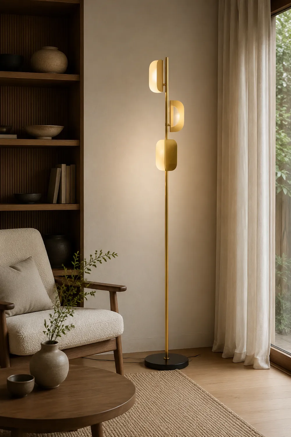 Salgado Geometrische Stehlampe, Metall, 3-flammig, 175CM Lang - Lumpaz