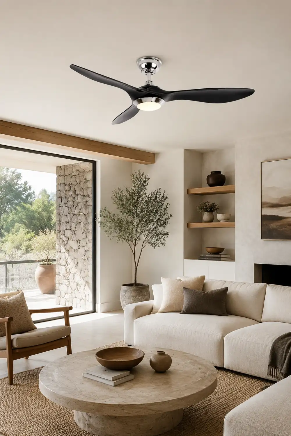 Garner 3-Blatt Deckenventilator mit Beleuchtung, Schwarz & Gelb, ∅132CM - Lumpaz