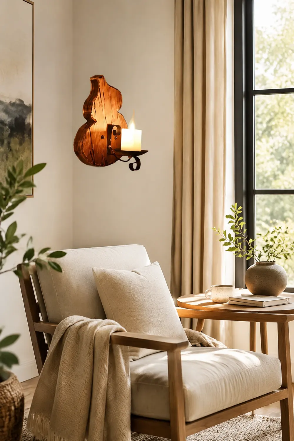 Austin Cucurbits Kerze Wandleuchte, Holz & Metall - Lumpaz