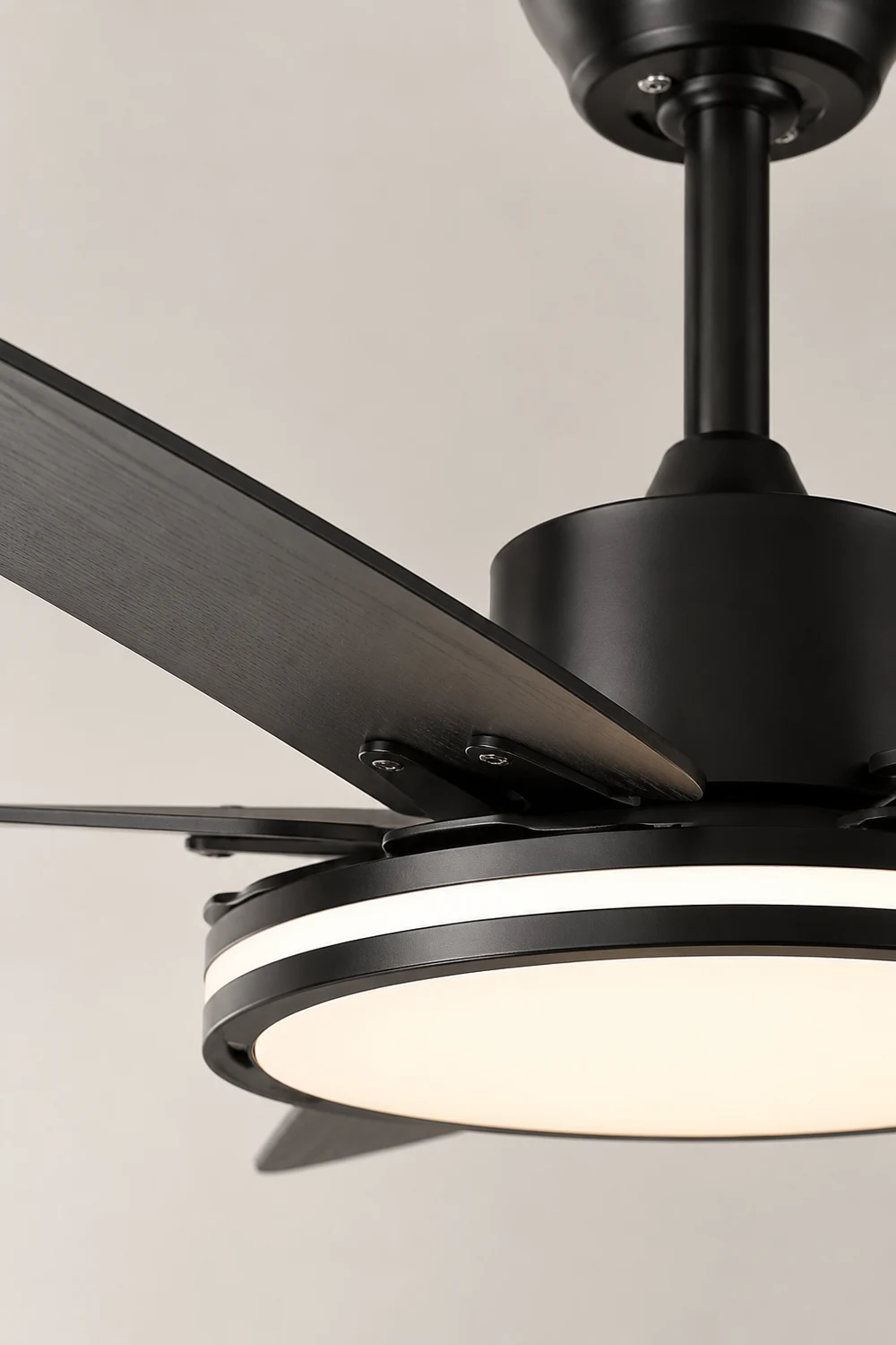 Haydn 5-Blätter Grundlegender Schwarzer Dicker Deckenventilator, Metall & ABS, ∅132CM - Lumpaz