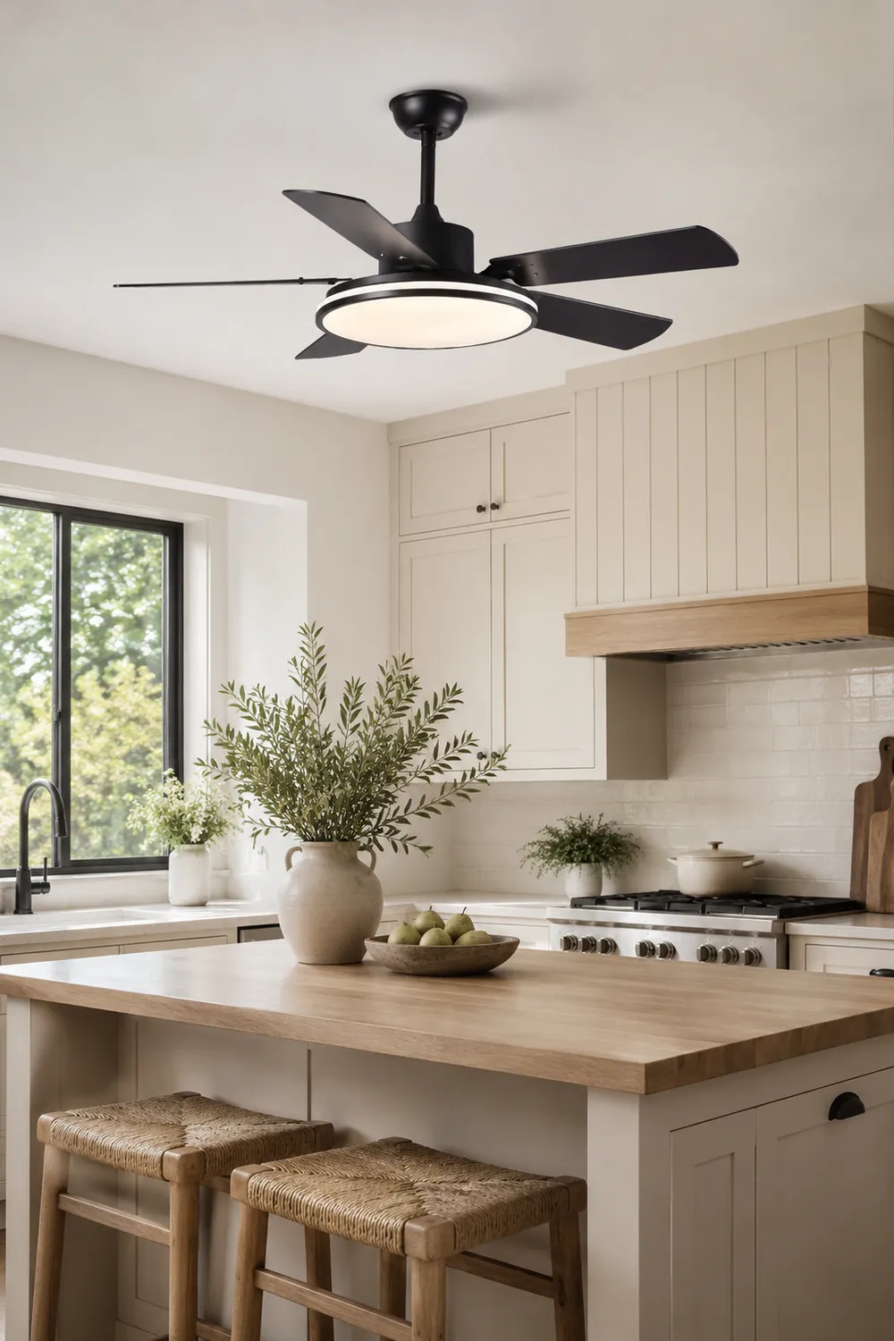Haydn 5-Blätter Grundlegender Schwarzer Dicker Deckenventilator, Metall & ABS, ∅132CM - Lumpaz