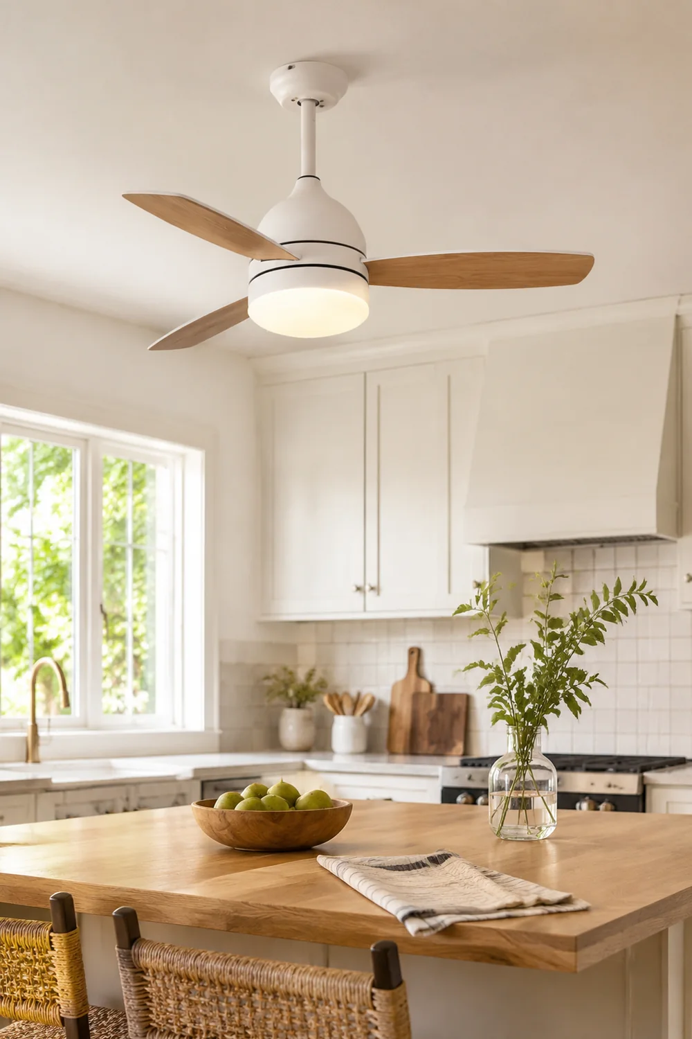 Haydn 3-Blatt-Deckenventilator mit Beleuchtung, Metall & Holz, 2 Farbe, ∅107CM - Lumpaz