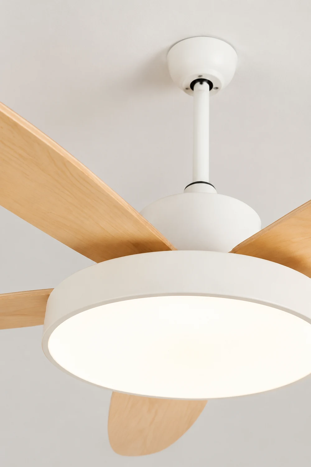 Haydn 5 Blätter Weiß und Schwarz Deckenventilator mit Beleuchtung, ∅120/130/140CM - Lumpaz