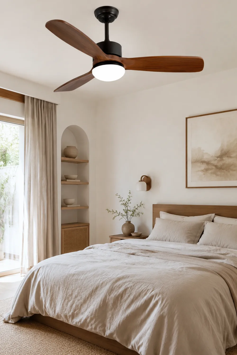 Haydn 3-Blatt Moderner Deckenventilator mit Beleuchtung, 2 Farbe, Metall & Holz, ∅132CM - Lumpaz