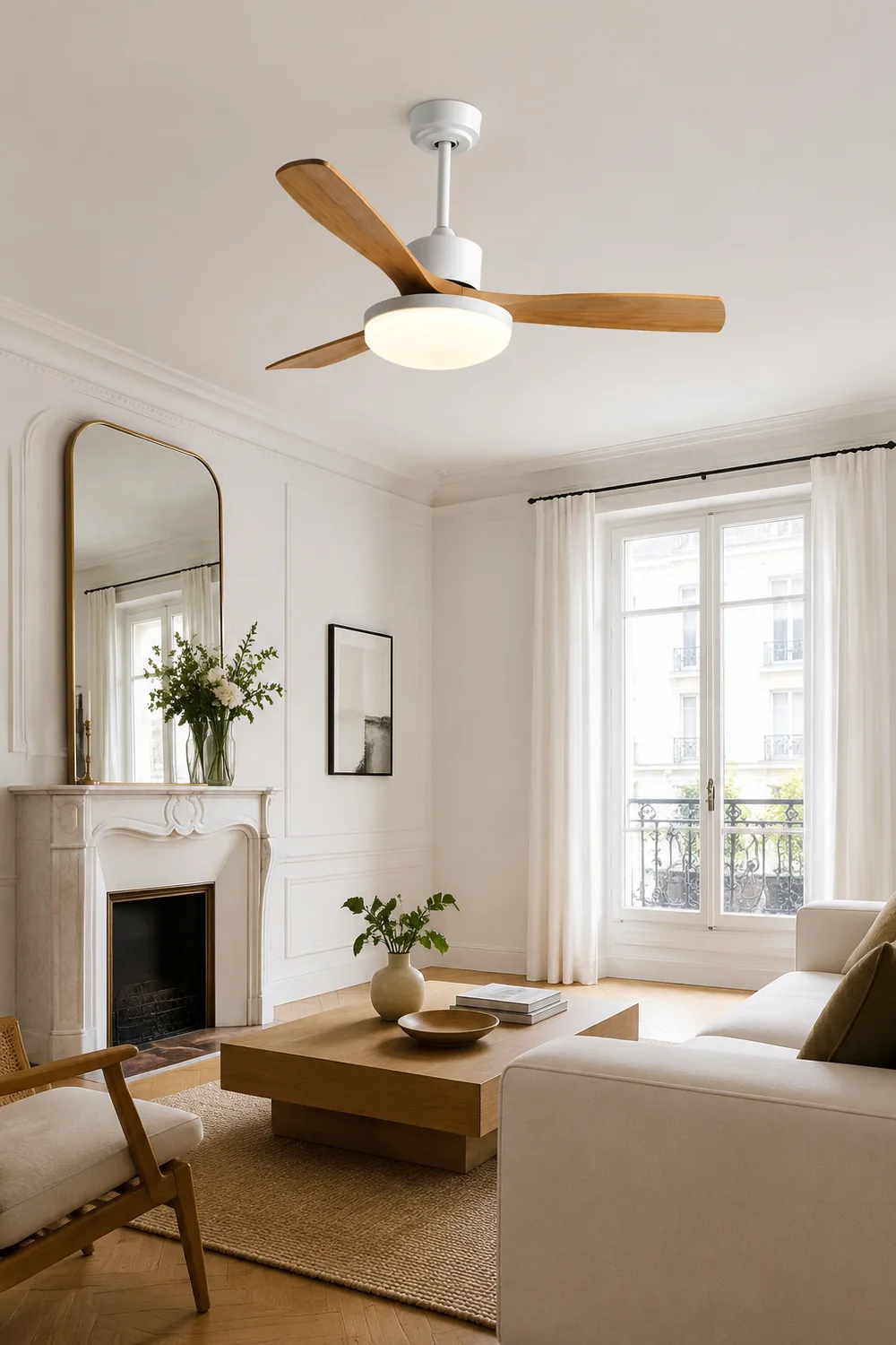Haydn 3-Blatt Weißer Deckenventilator mit Beleuchtung, Metall & ABS, ∅132CM - Lumpaz
