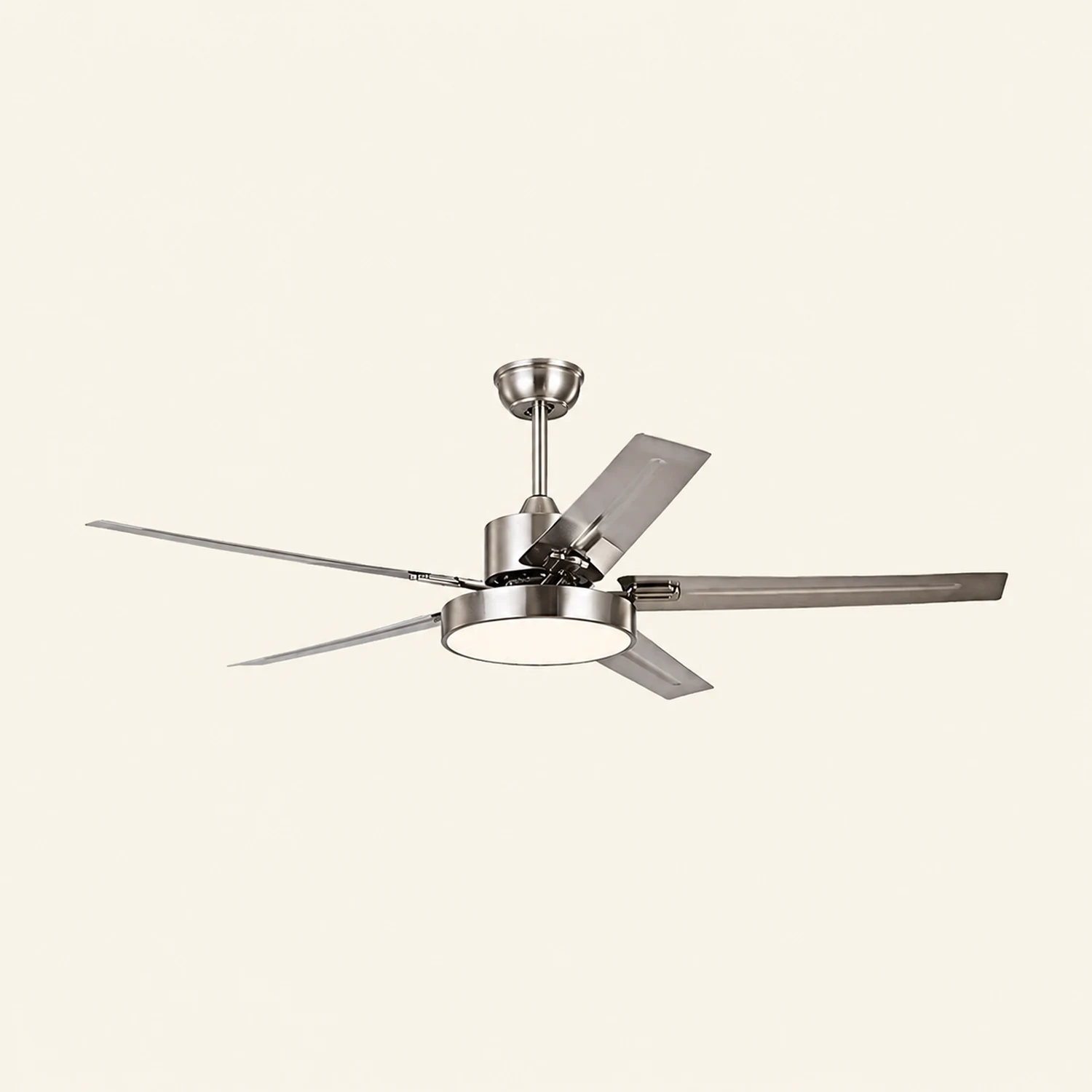 Haydn 5-Blatt Silberner Deckenventilator mit Beleuchtung, Metall & ABS, ∅132CM - Lumpaz
