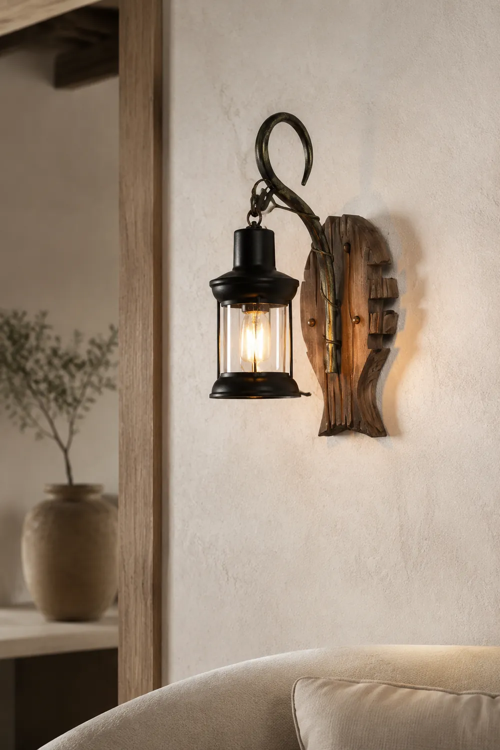 Austin Fish Laterne Wandleuchte, Holz & Metall - Lumpaz