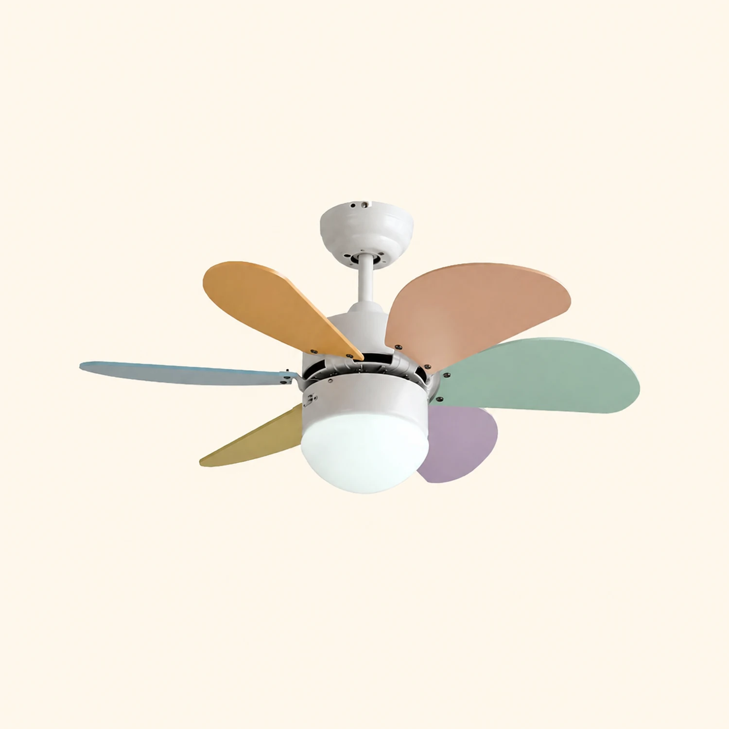 Morandi 5-Blätter Runder Deckenventilator, Metall & Holz, ∅90CM - Lumpaz