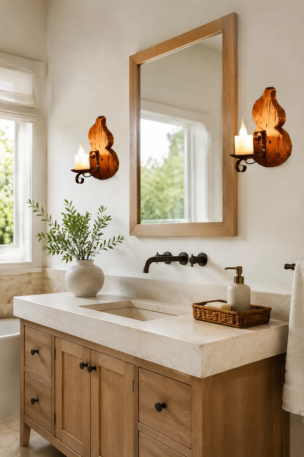 Austin Cucurbits Kerze Wandleuchte, Holz & Metall - Lumpaz