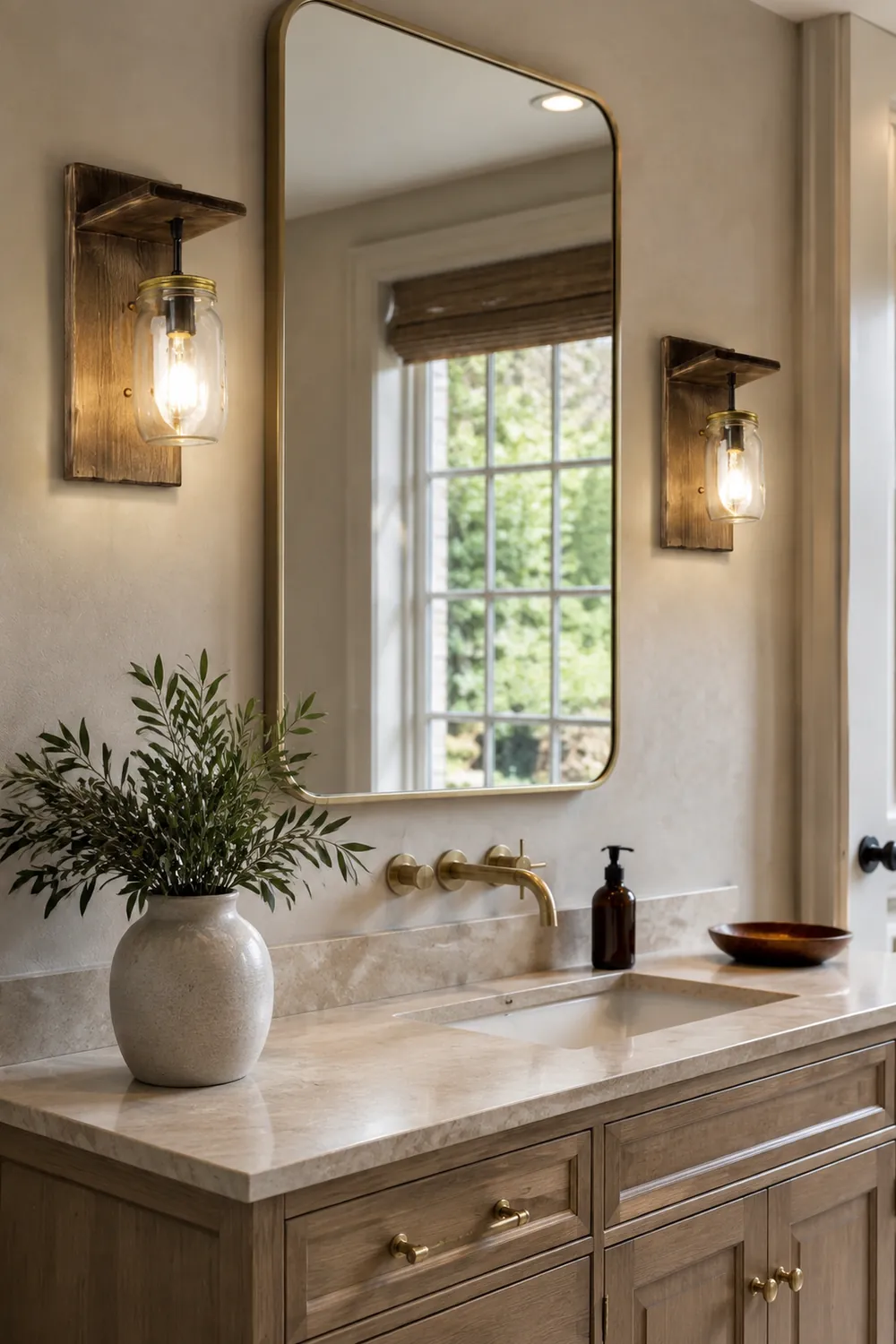 Austin Glas Wandleuchte, Metall & Holz - Lumpaz