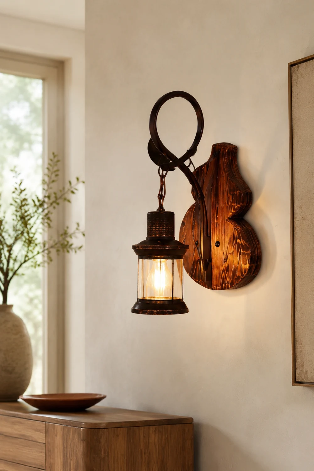 Austin Cucurbits Laterne Wandleuchte, Holz & Metall - Lumpaz