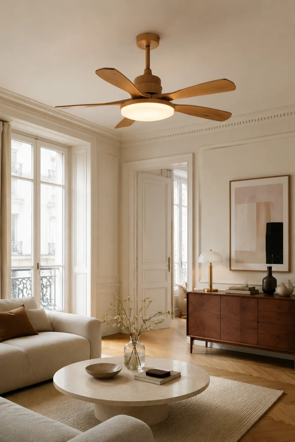 Haydn 5-Blatt-Deckenventilator mit Beleuchtung, 2 Farbe, Metall & ABS, ∅132CM - Lumpaz