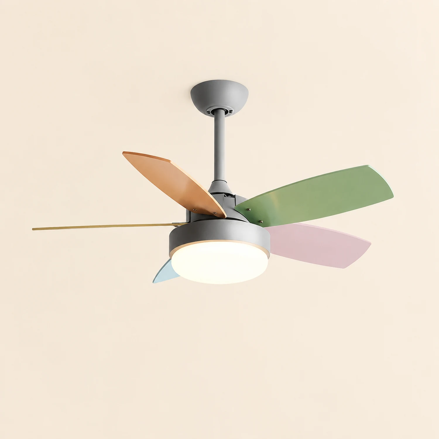 Morandi 5 Blätter Deckenventilator mit Beleuchtung, Metall & Holz, 2 Farben, ∅130CM - Lumpaz