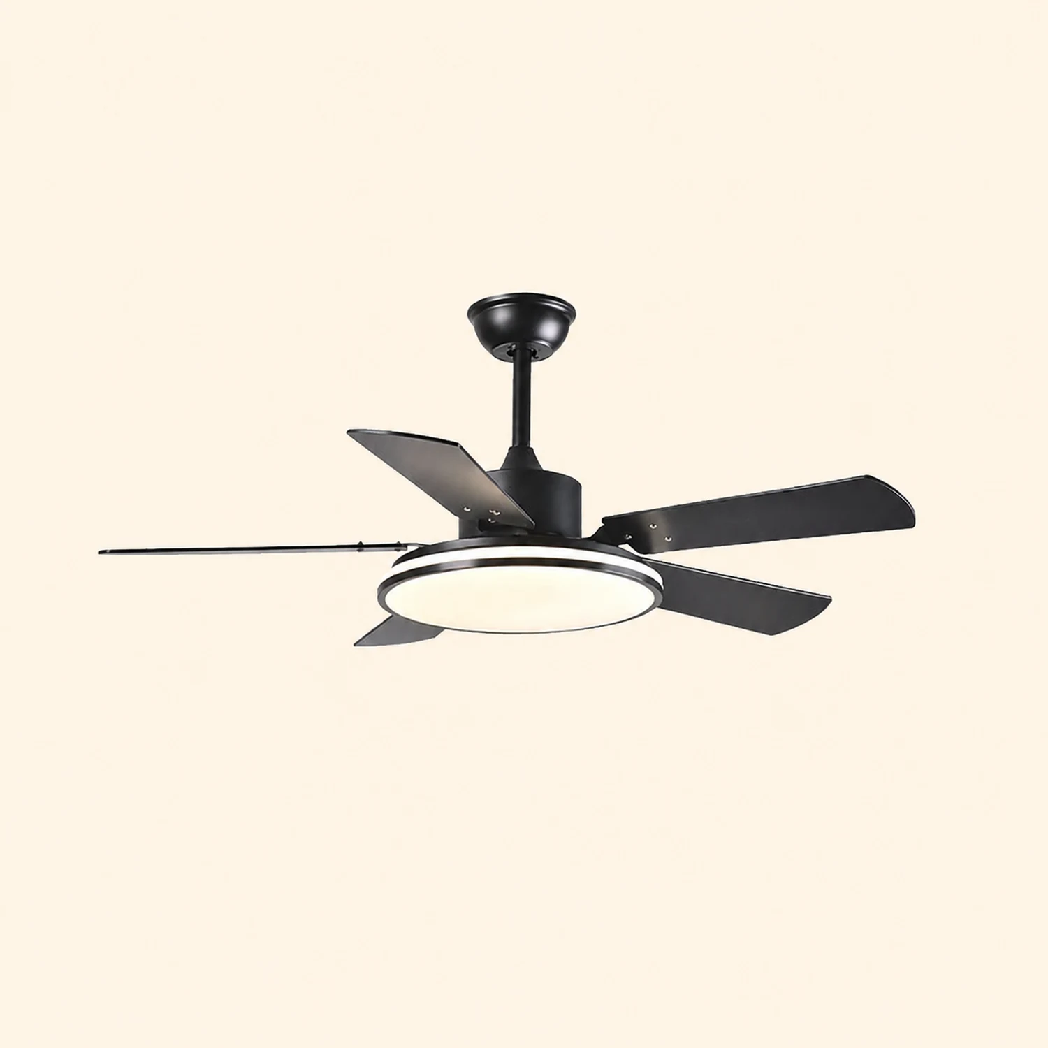 Haydn 5-Blätter Grundlegender Schwarzer Dicker Deckenventilator, Metall & ABS, ∅132CM - Lumpaz