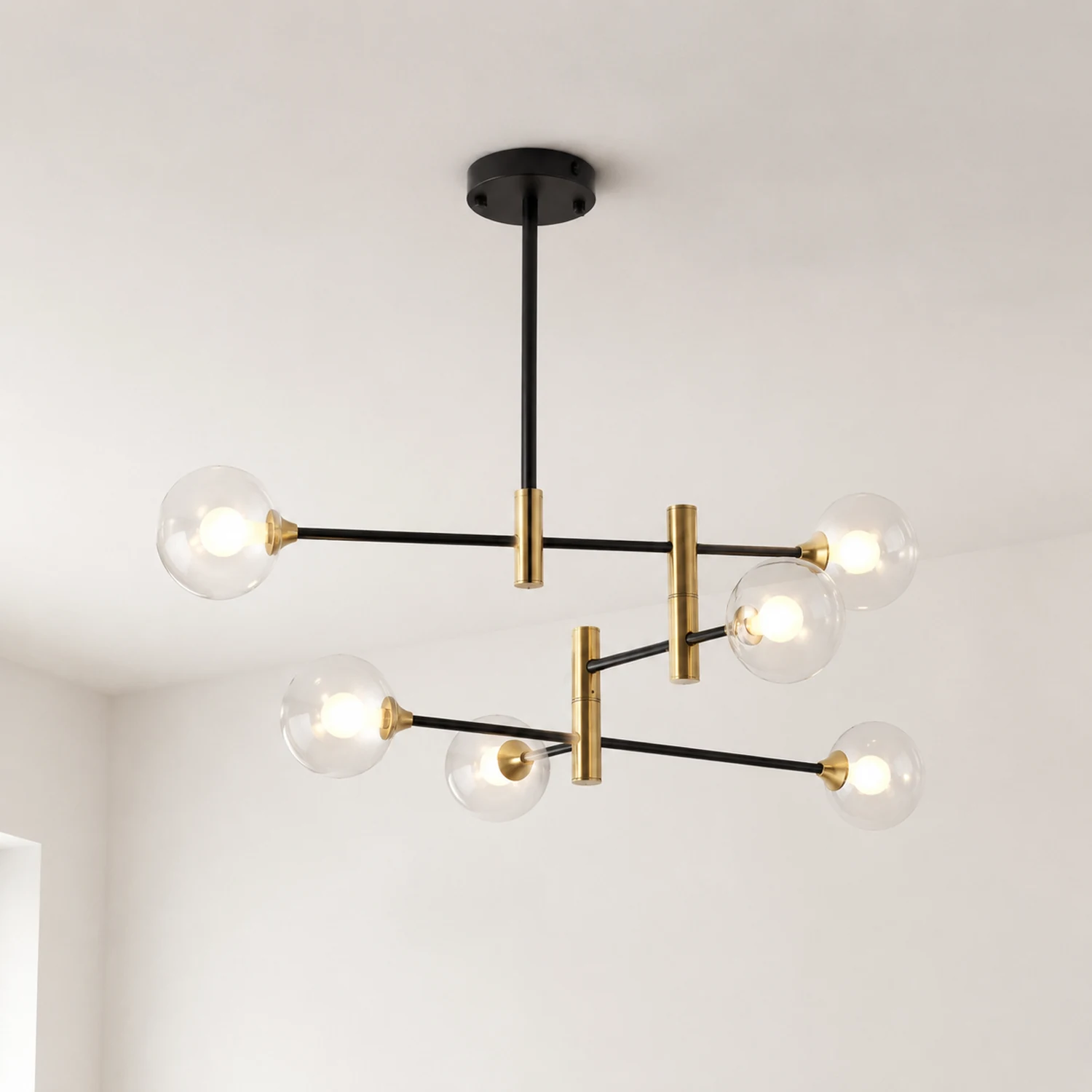 Valentina Goldene Pendellampe, 4/6-flammig, Metall & Glas - Lumpaz