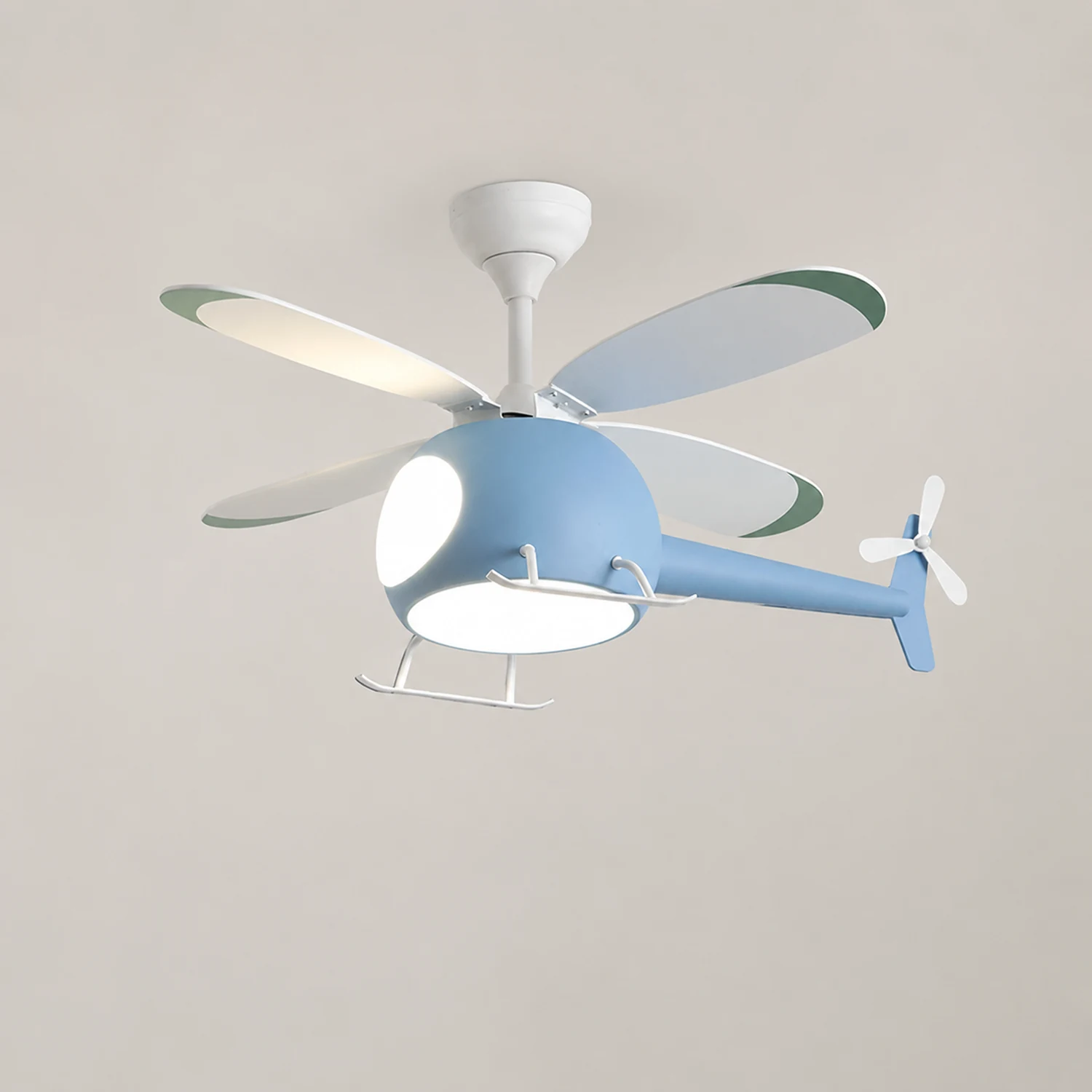Minori 4-Blätter Blue Jet Deckenventilator, Metall & Holz, ∅90CM - Lumpaz
