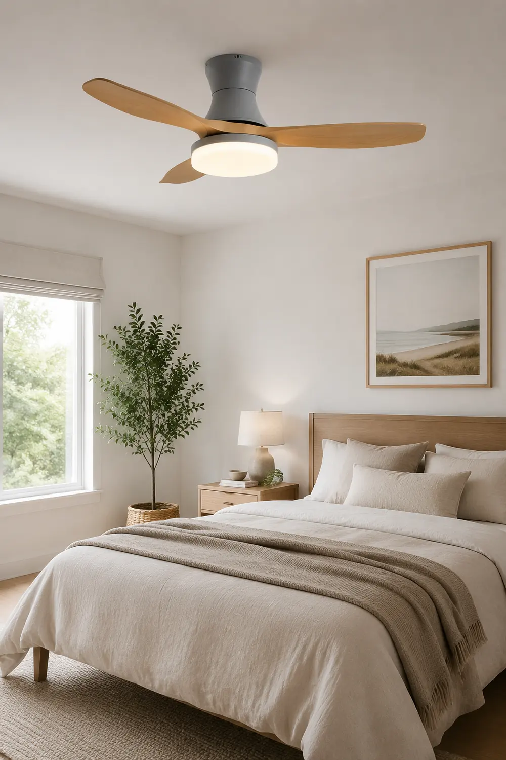 Haydn 3-Blatt-Deckenventilator mit Beleuchtung, 2 Farbe, Metall & Holz, ∅132CM - Lumpaz