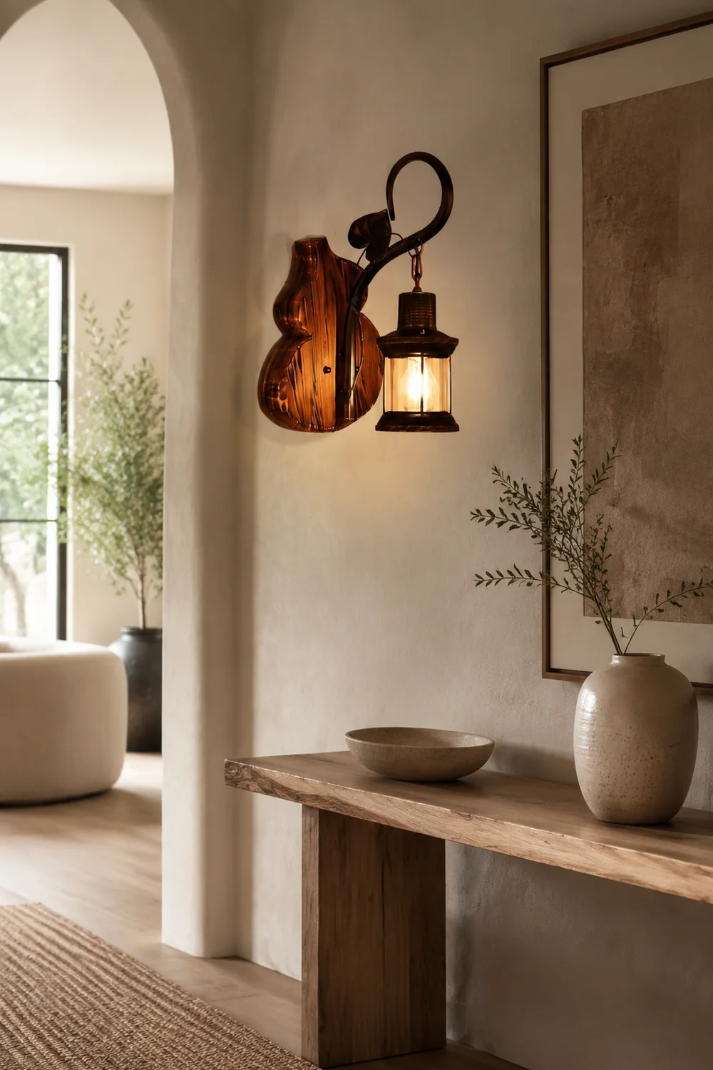 Austin Cucurbits Laterne Wandleuchte, Holz & Metall - Lumpaz