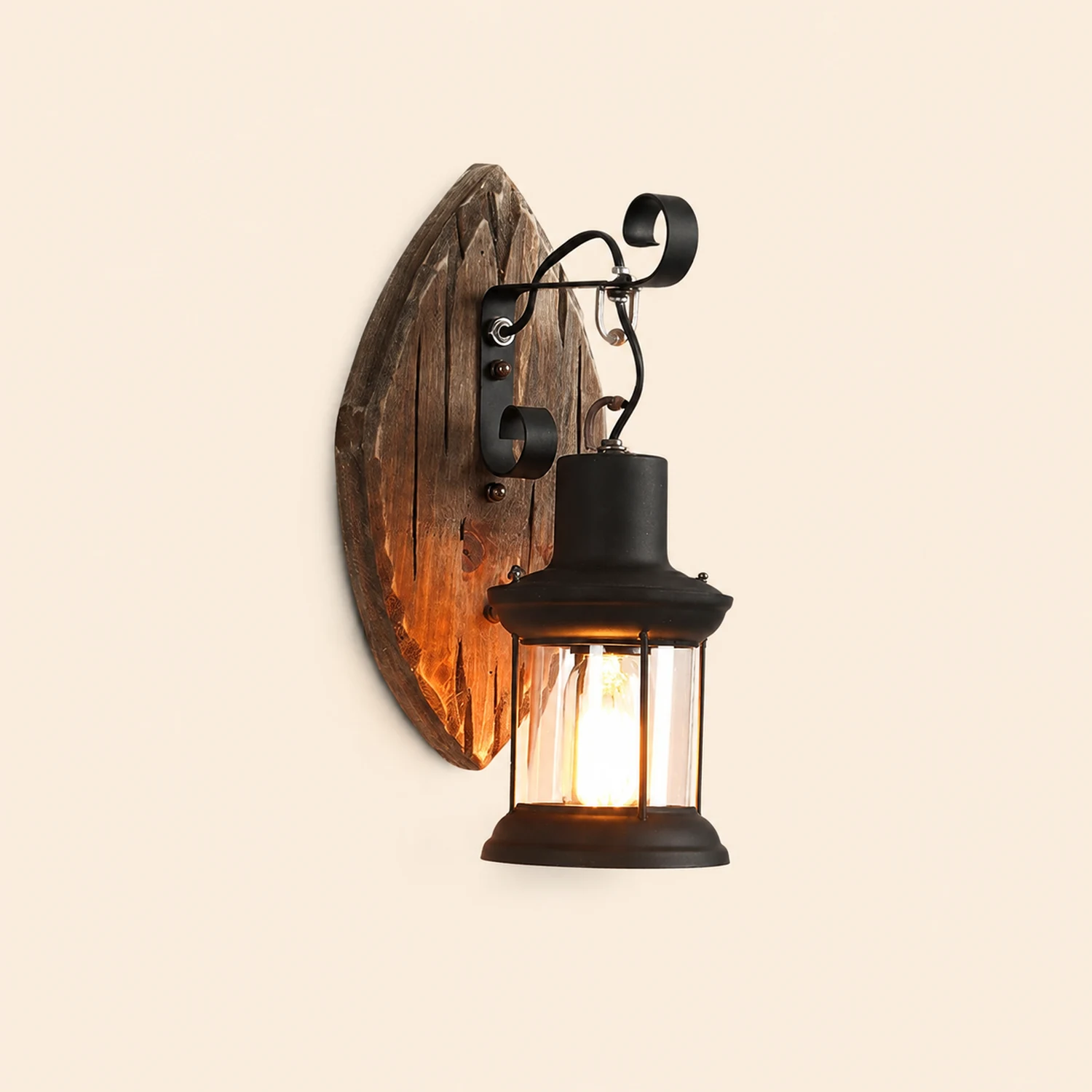 Austin Blatt Laterne Wandleuchte, Holz & Metall - Lumpaz