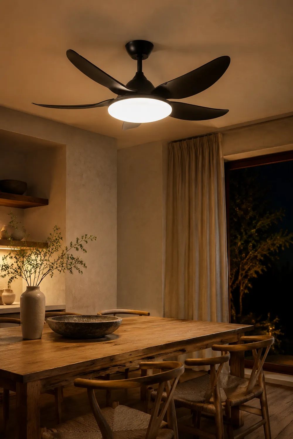 Haydn 5-Blätter Grundlegender Dicker Deckenventilator, 2 Farben, Metall & ABS, ∅132CM - Lumpaz