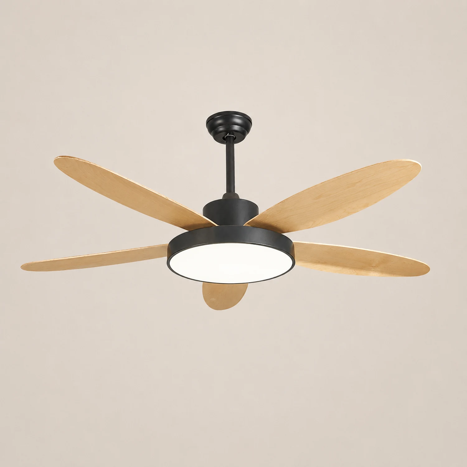 Haydn 5 Blätter Weiß und Schwarz Deckenventilator mit Beleuchtung, ∅120/130/140CM - Lumpaz