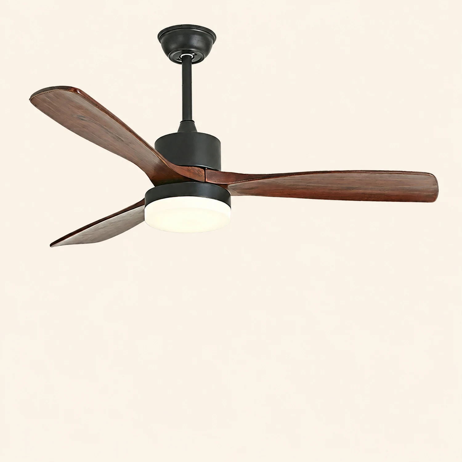 Haydn Schwarz 3 Blätter Deckenventilator mit Beleuchtung, Metall & Holz, ∅132CM - Lumpaz