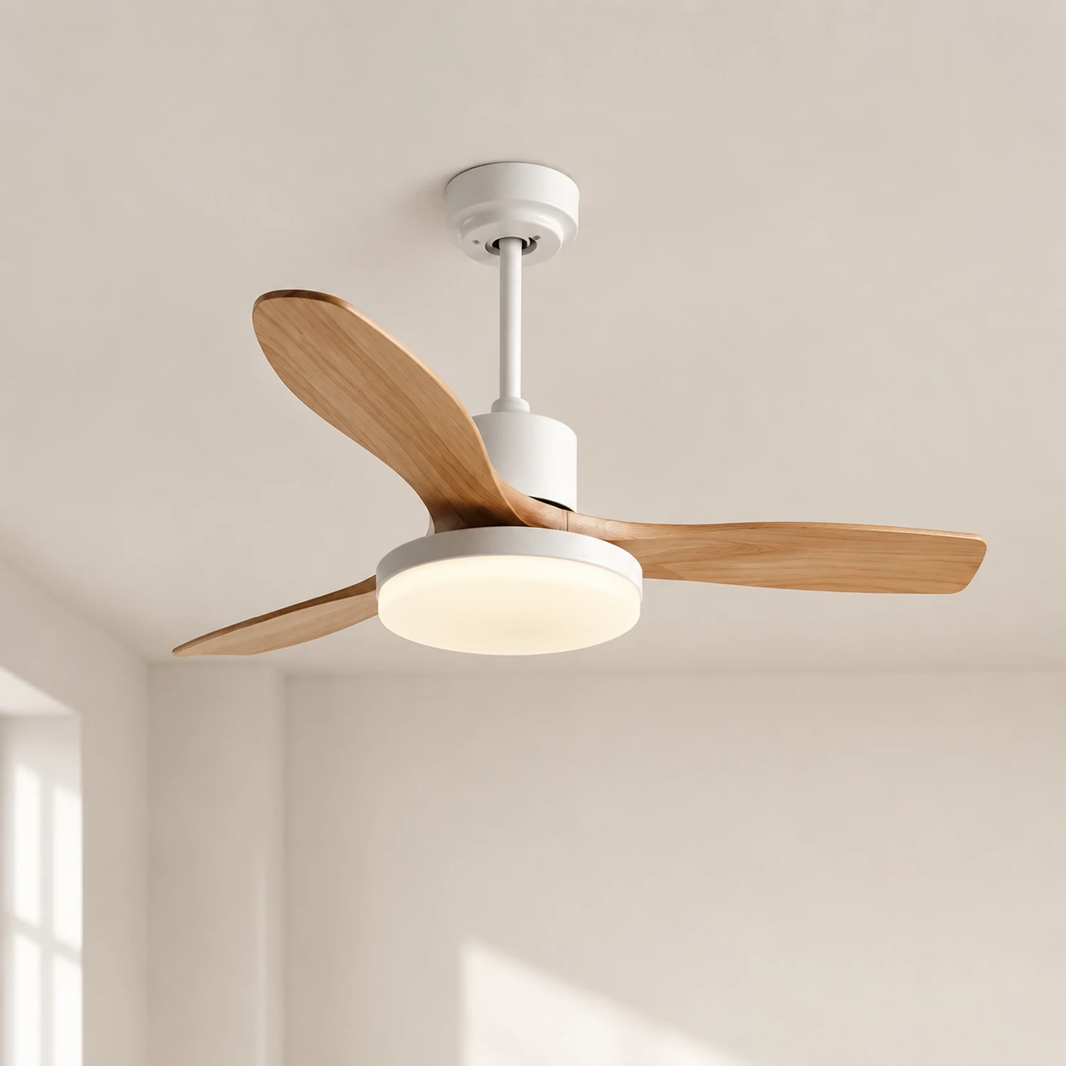 Haydn 3-Blatt Weißer Deckenventilator mit Beleuchtung, Metall & ABS, ∅132CM - Lumpaz