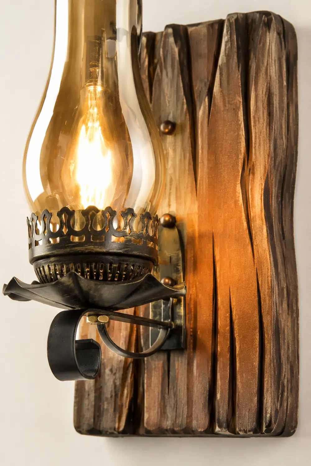Austin Kerze Wandleuchte, Metall & Holz, 25x55cm - Lumpaz