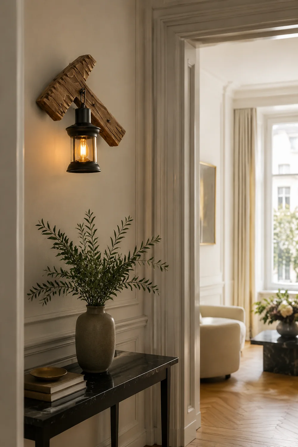 Austin Hammer Laterne Wandleuchte, Holz & Metall - Lumpaz