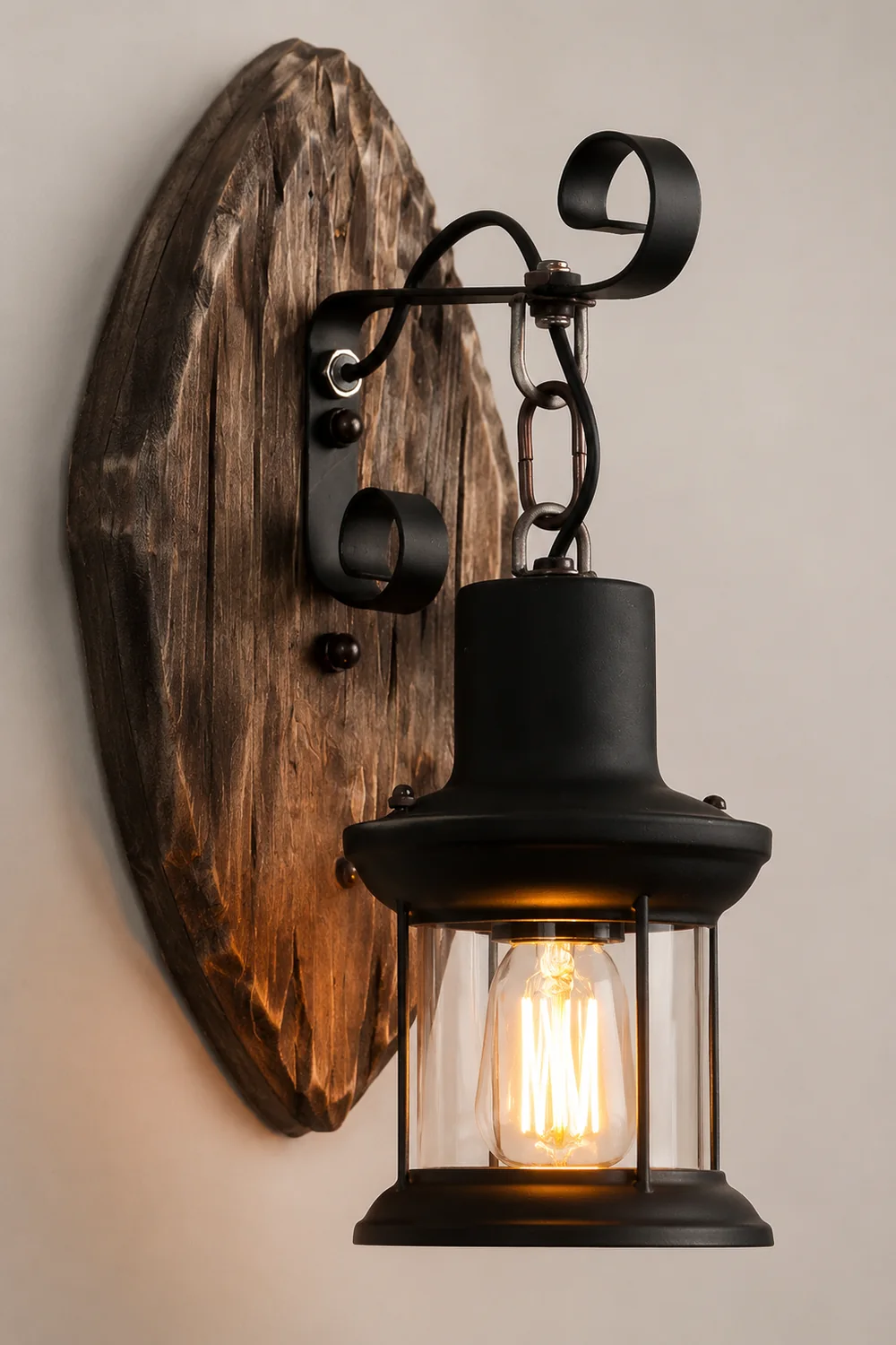 Austin Blatt Laterne Wandleuchte, Holz & Metall - Lumpaz