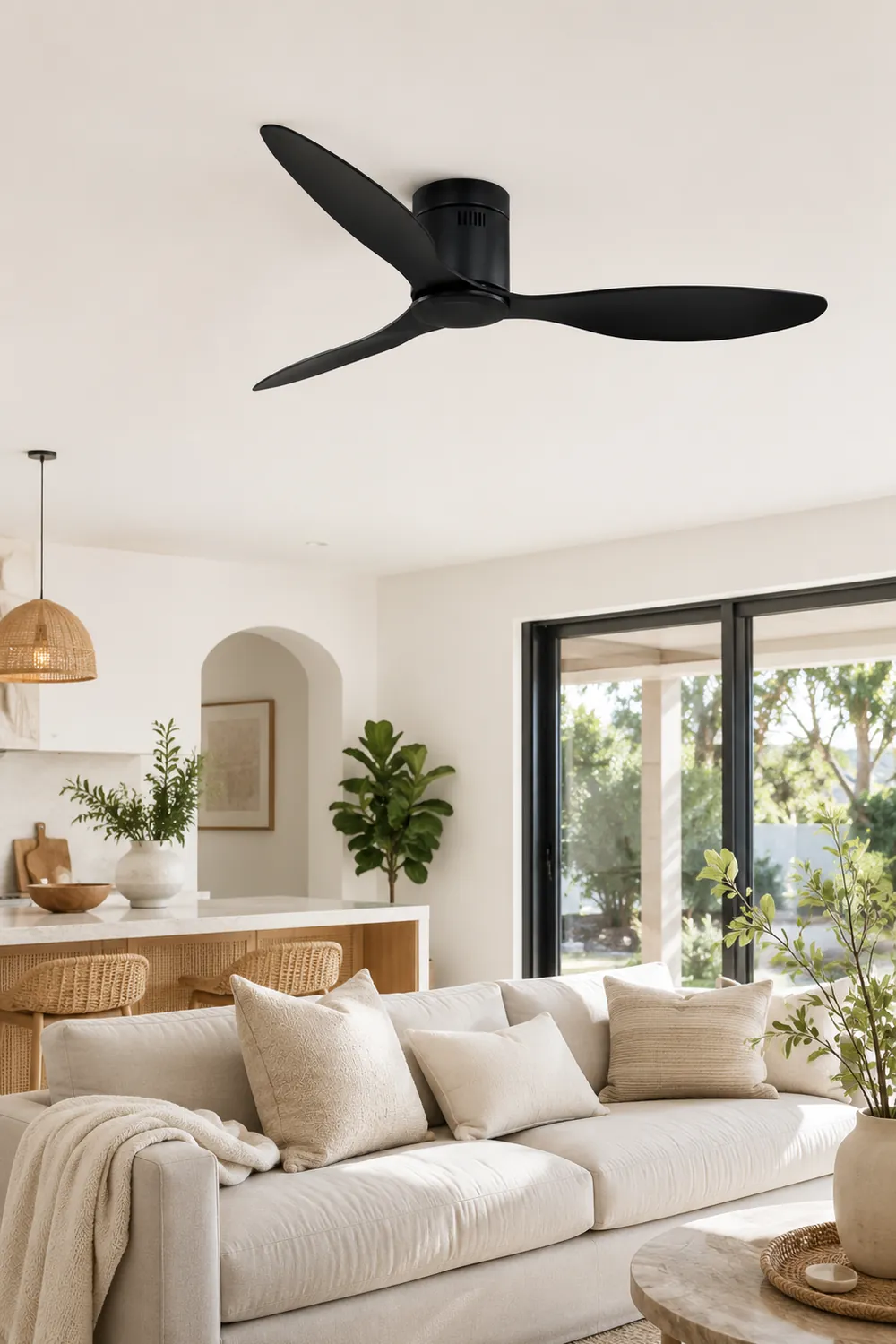 Walters Minimalistischer 3-Blätter Schwarzer Deckenventilator, Metall & ABS, ∅132CM - Lumpaz