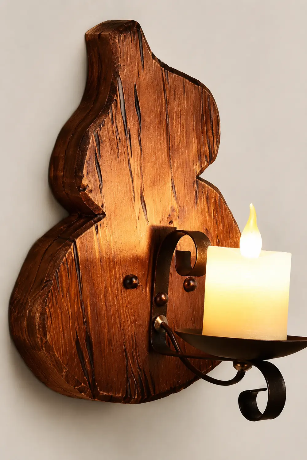 Austin Cucurbits Kerze Wandleuchte, Holz & Metall - Lumpaz