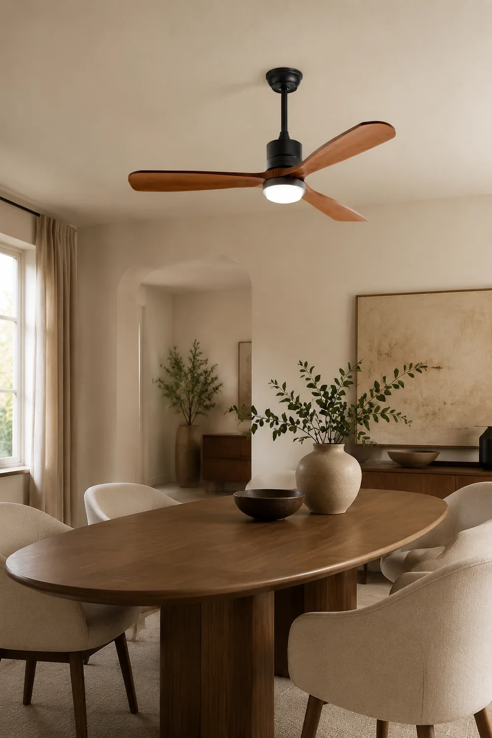 Haydn 3-Blatt Schwarzer Deckenventilator mit Beleuchtung, Metall & ABS, ∅132CM - Lumpaz